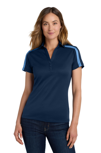 Ladies Silk Touch Performance Colorblock Stripe Polo, Embroidery, Screen Printing, Pensacola, Logo Masters International