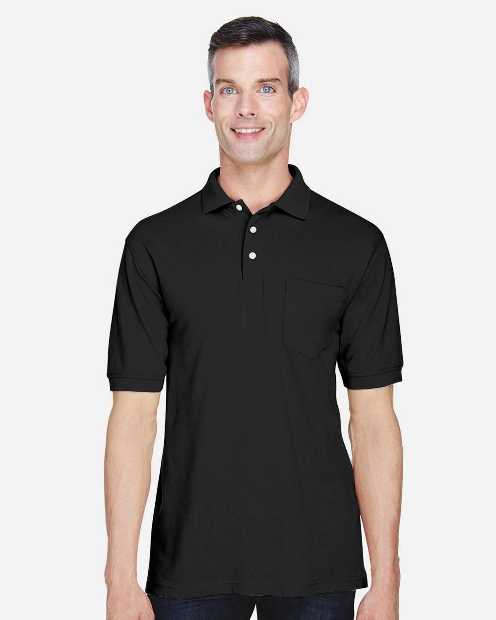 Harriton Men's 5.6 oz. Easy Blend Polo with Pocket