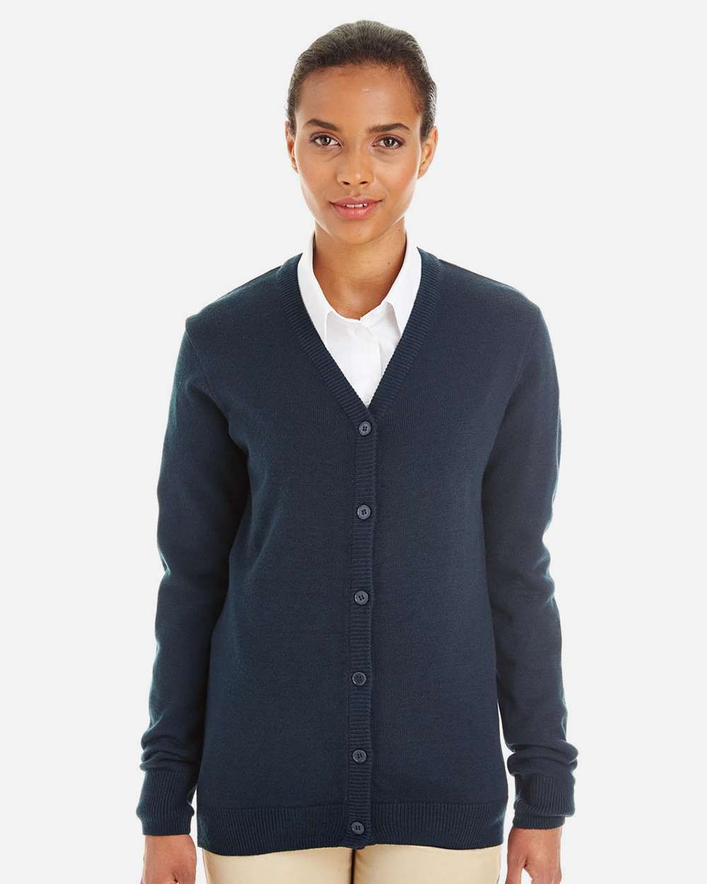 Harriton Ladies' Pilbloc V-Neck Button Cardigan Sweater