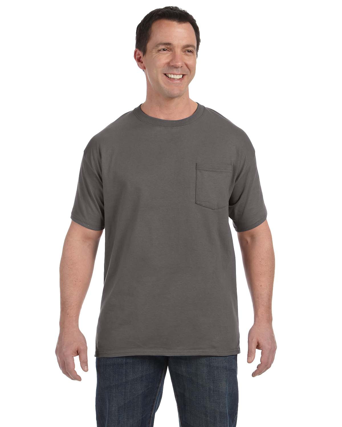 Hanes Adult Screen Printed Tagless 100% Cotton T-Shirt with Pocket