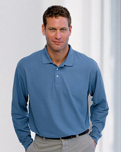Devon & Jones Men's Pima Pique Long-Sleeve Polo Shirt